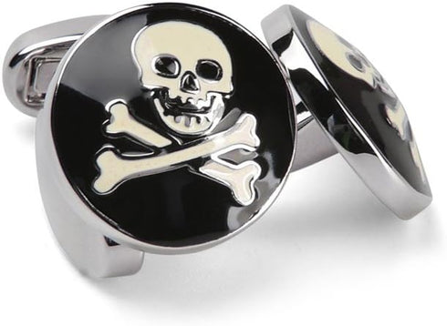 Cufflinks Unique Round Bone and Skull Engraved Cuffs Tuxedo Shirt Silver Cuff Link for Men boys...