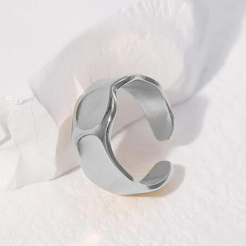 6 Pack Silver Midi Rings Stainless Steel Stackable Rings for Women Open Knuckle Rings Set Wide Irregular Finger Rings for Teen Girls Hug Geometric...
