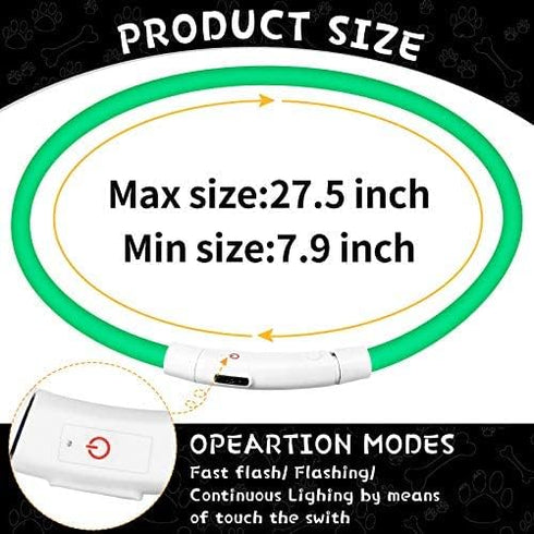 3 Pieces LED Dog Collar Light Up Dog Collars Rechargeable Dog Lights for Night Walking Adjustable Lighted Dog Collars for Night for Large Medium S...