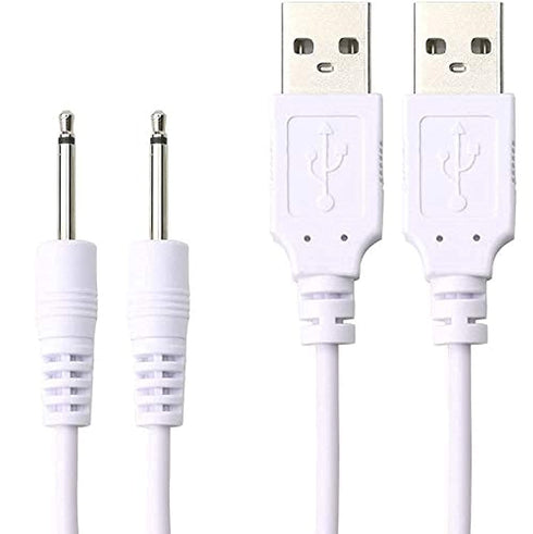 Replacement-Charging-Charger-Rechargeable-Massagers, DC Cable USB Cord - 2.5mm (2 Pack) 3.3ft...