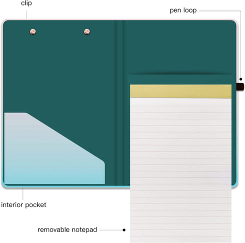 Hongri Mini Clipboard Folio with Refillable Lined Notepad and Interior Storage Pocket for Students, Classroom, Office, Man, Cute Custom Pattern, S...