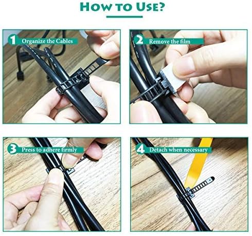 50 Pieces Cable Management Desk Wire Organizer Cable Ties Zip Ties Adhesive Cord Clips Cord Keeper Desk Wire Management...