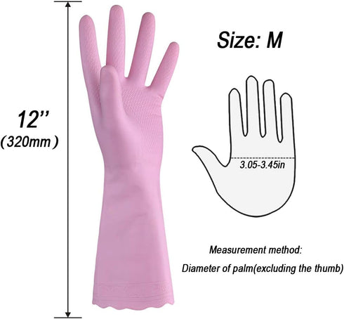 HSL Household Cleaning Gloves - Reusable Kitchen Dishwashing Gloves with Latex free, Cotton lining, Waterproof, Non-Slip (Medium, 3 Pairs)...