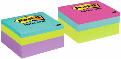 Post-it® Notes Cube Mixed Case, 3 in x 3 in, Pink Wave and Aqua Wave, 400 Sheets/Cube...