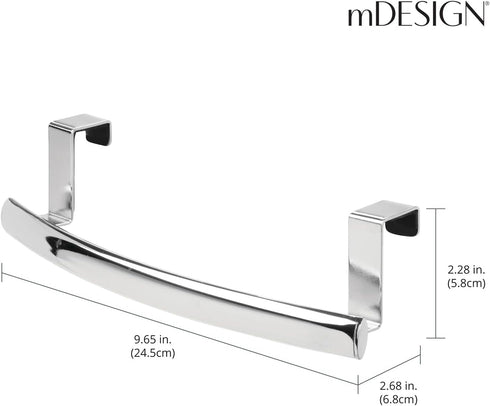 mDesign Steel Over Door Curved Towel Bar Storage, Hanger for Cabinet or Cupboard, Holder Rack for Kitchen, Bathroom - Holds Hand/Dish Towels, Wash...
