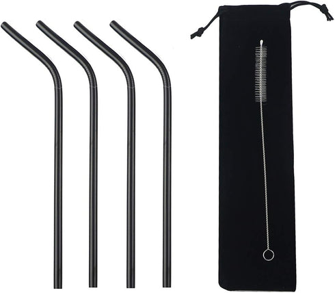 Gugrida Metal Straws Stainless Steel Straws 8.5" Drinking Straws Reusable 4 Set - Ultra Long Muti Color-Cleaning Brush for 20/30 Oz for Trail Tumb...