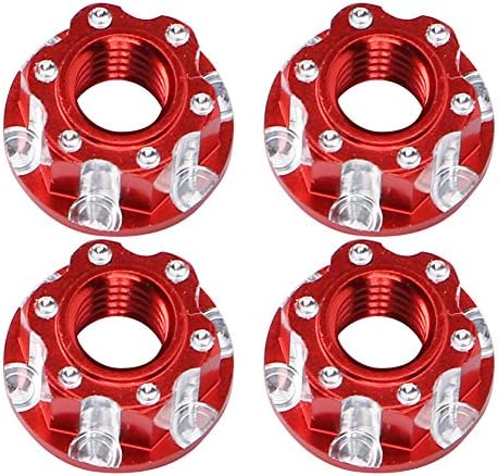 VGEBY 4pcs RC Hex Nuts, M4 Carving Hexagonal Nuts Aluminum Alloy RC Wheel Nuts Fit for D3 D4 1/10 RC Car(Red) Rc Hex Nut for Traxxas 1/10 17Mm Hex...