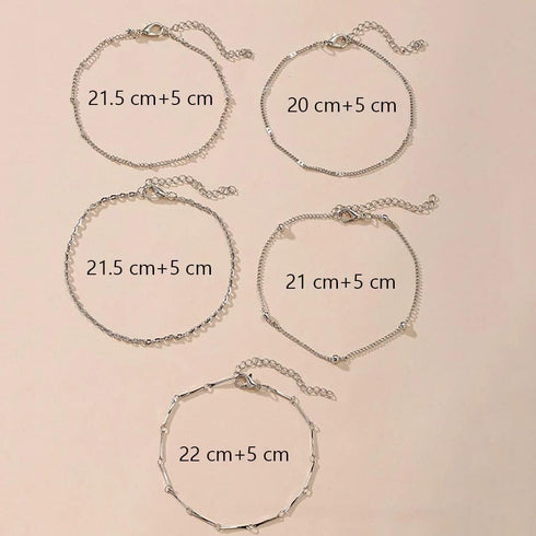 Boho Beaded Anklets Silver Multilayer Bead Chain Anklet Bracelets Beach Accessories Foot Jewelry Adjustable for Women...