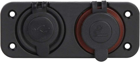 MMOBIEL Universal Waterproof Two Hole USB Charger Power Socket 12V-24V 5V 2.1A and Cigarette Lighter incl Wiring Kit......