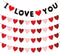 5 Pack Felt Heart Garland Banner, Love You Banner, Valentines Day Banner Decor - Valentines Decorations - Anniversary, Wedding, Birthday Party Dec...