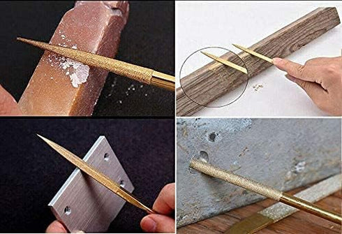 10pcs Titanium Finish Diamond Needle File Set, 3 x 140mm Mini Jewelers File Set Metal File Tool for Jewelers Glass Wood Carving Craft...