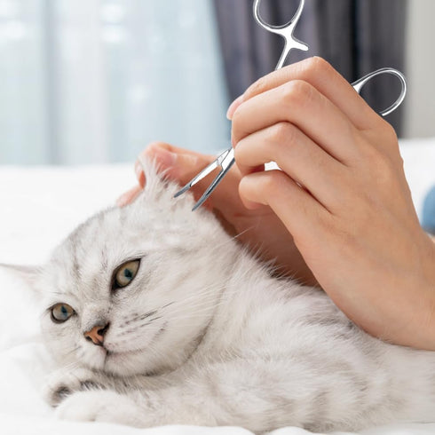 Hemostat Forceps, Stainless Steel Pet Dog Grooming Ear Cleaning Clamp Pets Cat Ears Hairs Tweezers with Curved Tip Antislip Locking Forceps Remove...