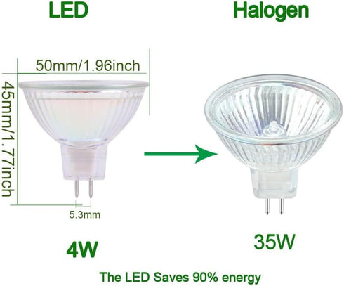 MR16 Led Light Bulbs AC/DC12V Non-dimmable GU5.3 4W led Spotlights 6000K Cool White 300LM 35W Halogen Bulbs Replacement for Track Lighting and Out...