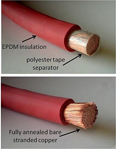 2 AWG Gauge Red + Black Pure Copper Battery Inverter Cables Solar, RV, Car, Boat 9 in 3/8 in Lugs...