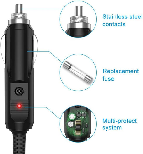 12V Car Charger Compatible with Portable DVD Player DBPOWER Sylvania RCA, Snailax Seat Cushion, Spectra S1 S2 Breast Pump Car Cigarette Lighter Po...