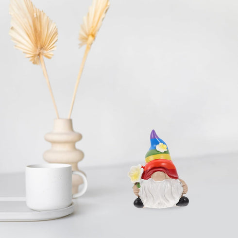 Cabilock Small Rainbow Gnome Garden Statue Scandinavian Tomte Nisse Figurine Gay Pride LGBTQ Cheer Up Decorations for Home Farmhouse Kitchen Decor...