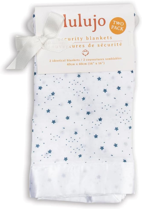 Lulujo Security Lovey Blankets| Unisex Softest Breathable Cotton Muslin Security Blanket Set with Silky Satin Trim| Neutral Comforting Blanket for...