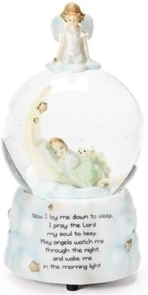 Roman 7.5" Children's Bedtime Prayer Musical Glitterdome – 100mm Snow Globe for Baptism, Christian Nursery Decor...