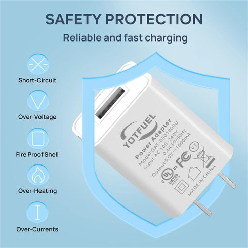 Wall Charger Cube 5V1A USB Power Supply Charging Block Universal Wall Plug Brick Portable Travel Fast Charger Power Adapter for iPhone, Samsung Ga...