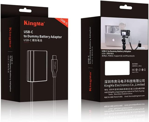 King Ma LP-E6 Dummy Battery Decoded LP-E6 Battery Replacement with Type-C Spring Power Adapter Cable for Canon EOS 5D4 80D 5D2 5D3 70D 60D 6D 7D2 ...