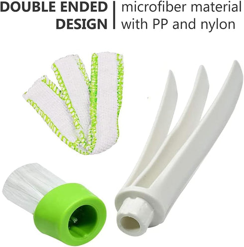 White Green Car Air Vent, Automotive Air Conditioner Cleaner and Brush Double Ended Dust Blind Cleaner Car Vent Brush Blind Brush Hand Held Magic ...