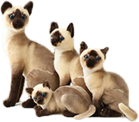 Cute Simulation Siamese Cat Plush Toy Realistic Lifelike Siamese Cat Kitty Stuffed Animals Model Doll Gift Collection for Kids...