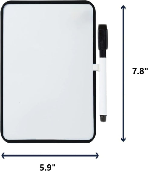 Magnetic Dry Erase Board for School Locker, 6" x 8", Black Framed with Marker and 2 Magnets - Small Whiteboard for Classroom, Home, Office, Travel...