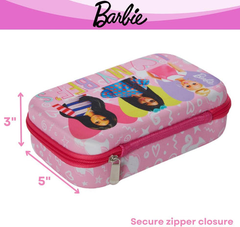 Innovative Designs Barbie Pencil Case Set with Stickers and Gel Pens for Kids, Molded with Zip Closure, Light Pink...