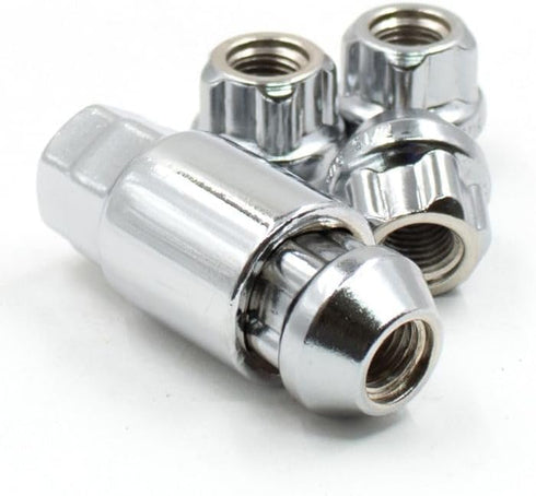 Wheel Accessories Parts 1/2" Thread Open End 0.83" Long Lock Chrome Dual Hex Key 13/16" and 3/4" Fits Ford Mustang 1994-2014 and Many Dodge and Ch...