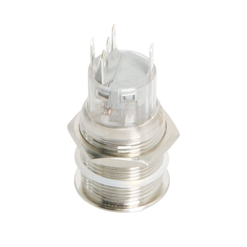 Latching Push Button Switch 36V Waterproof Stainless Steel Metal 3/4" Mounting Hole Red LED SPST Switch for Electrical Equipment, 2 Pcs, High Roun...