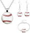 4 PCS Baseball Jewelry for Sports, Baseball Necklace Earrings Bangle Set...