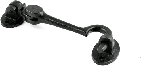 Renovators Supply Manufacturing Door Latch Lock 4.5 in. Black Wrought Iron Swivel Style Hook and Eye Latch for Door with Mounting Hardware...