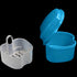 Blue Denture Case,Denture Bath Cup Case Box Holder Storage Soak Container,Denture Bath Box False Teeth Storage Box with Basket Net Container Holde...