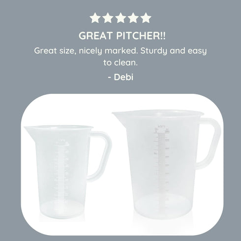 Appletofu Plastic Graduated Measuring and Mixing Pitcher - 2000ml Plastic Graduated Measuring Pitcher - Large Cylinder Graduated Measuring Contain...