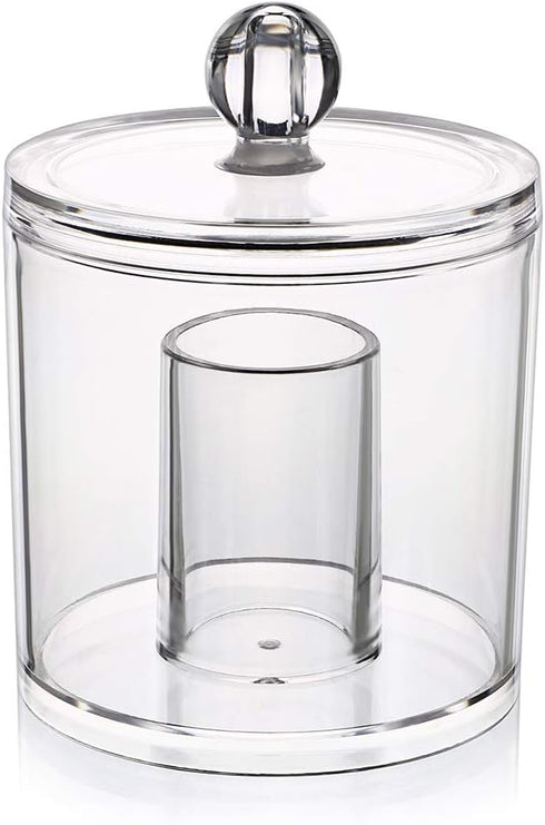 Hipiwe Cotton Ball and Swab Organizer with Lid Apothecary Acrylic Jar Makeup Qtip Organizer Bathroom Storage Canister Jar for Cotton Rounds Pads Q...