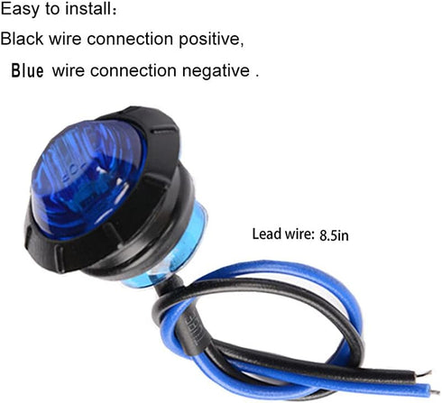 10Pcs 3/4 Inch LED Marker lights Signal Light 12V for Trailer Truck Bus Van(Blue)...