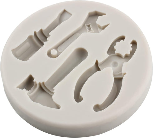 Hand Tools Silicone Molds Mini Construction Tools Chocolate Fondant Molds For Cake Decorating Cupcake Topper Candy Gum Paste Polymer Clay Set Of 4...
