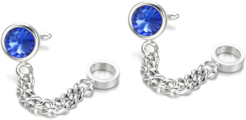 Simple Metal Soft Curb Chain Cufflinks Round Crystal Cuff links YW53...