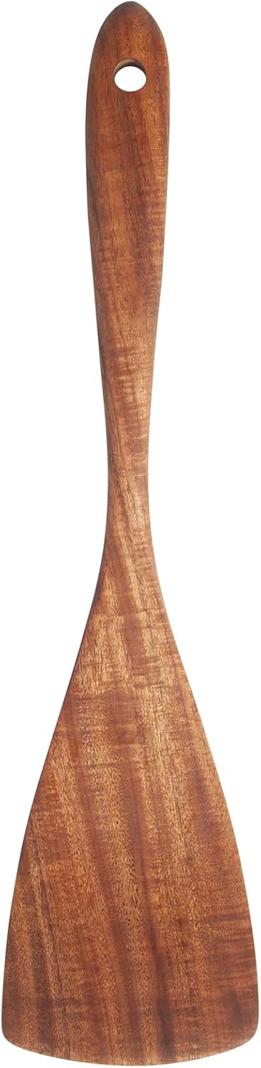 Wooden Spatula Long Handle Acacia Wood, Flat Wok Spatula for Nonstick Cookware and Kitchen Cooking...