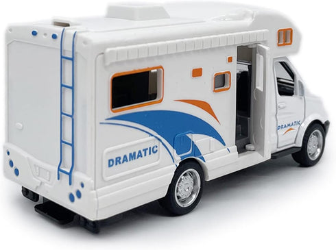Mini Toy Camper RV Motorhome Toys for Boys Pull Back Diecast Model Car Recreational Vehicle Adventure with Furniture Roof and Side Door Open Child...