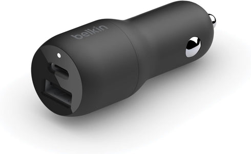 Belkin 37-Watt Dual USB Car Charger - Power Delivery 25W USB-C Port & 12W USB-A Port for PPS Charging Apple iPhone, Samsung Galaxy, AirPods, & Mor...