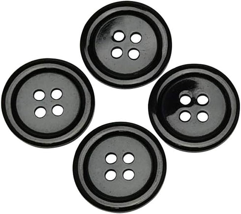 Chenkou Craft Mix Color Plastic Resin Circle Big Button 4 Holes DIY Craft Sewing 3/4"(20mm) 100pcs (Black, 3/4"(20mm))...