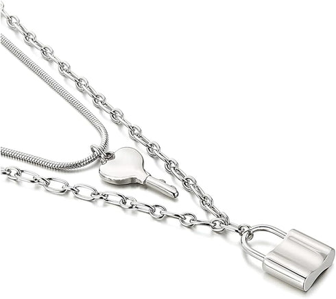 Filled Lock Pendant, 14K Gold Plated and Silver Plated Filled Lock & Key Necklace for Women with Gift Box | Adjustable Chain, Minimalist, Tiny Dai...