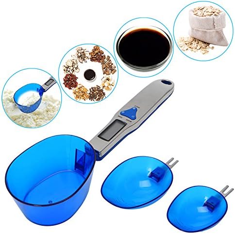 Meichoon Kitchen Scale Digital Food Scale with 3 Measuring Spoons Weighing and Dry Liquid Ingredient Milk Tea Flour Spices Medicine 1.1lb/500g (0....