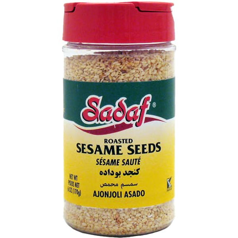 Sadaf Roasted Sesame Seeds - Sesame Seeds for Cooking and Food Flavoring - Spices & Seasonings - Semillas de Ajonjoli - Kosher - 6 Oz Bottle with ...