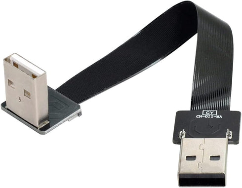 cablecc USB 2.0 Type-A Male to Type-A Male Data Flat Slim FPC Cable Down Angled 90 Degree for FPV & Disk & Scanner & Printer 20CM...