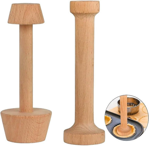 Double Sided Wooden Tart Tamper Set Tart Pan Wooden Molds Egg Tarts Tamper Pastry Tools DIY Baking Shaping Kitchen Tool...