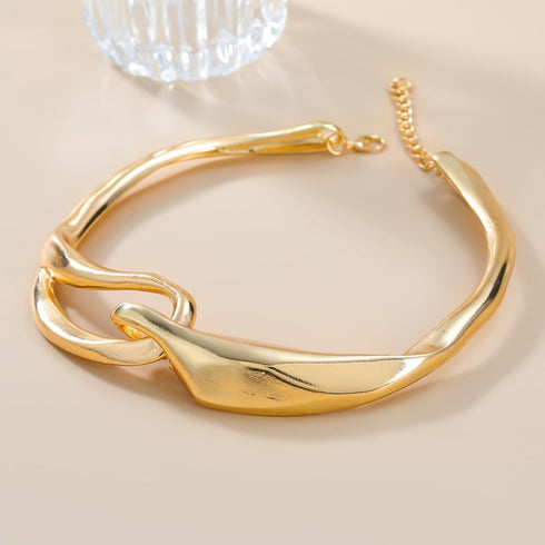 Chunky Metal Buckle Collar Necklace for Women,Thick Geometric Metallic Unisex Abstract Choker Necklace Statement Fashion Chain Necklace Cool Punk ...