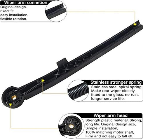 AUTOBOO Rear Wiper Blade Arm Replacement for Jeep Grand Cherokee 2005 2006 2007 2008 2009 2010 With 14 inch Rear Wiper Blade -Original Factory Qua...
