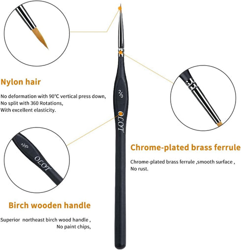Art 10-Piece Fine Detail Paintbrush Set: Triangular Handle Artist Paint Brushes for Acrylic, Watercolor, Oil, Warhammer Figures & Miniatures - Ver...